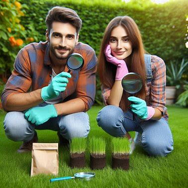 Couple doing soil test